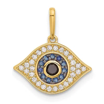 Diamond2deal 14k Yellow Gold Polished Multi-color Cubic Zirconia Evil Eye Pendant