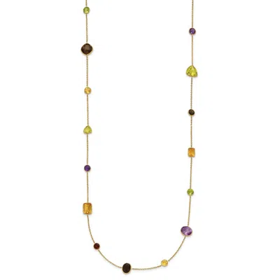 Diamond2deal 14k Yellow Gold Polished Multi-color Gemstone Pendant Necklace 34"