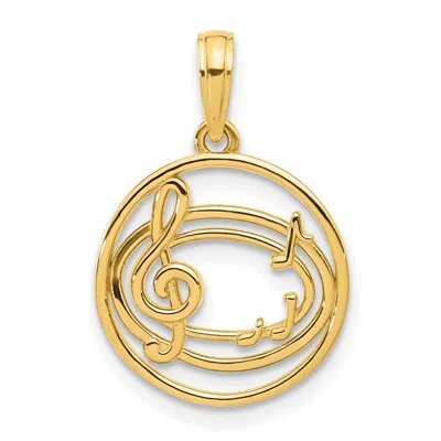 Diamond2deal 14k Yellow Gold Polished Music Notes In Circle Pendant