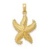 Diamond2deal 10k Yellow Gold Polished Open-backed Starfish Pendant In Yellow