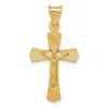Diamond2deal 14k Yellow Gold Polished Satin And Diamond-cut Crucifix Pendant In Yellow