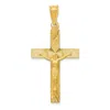 Diamond2deal 14k Yellow Gold Polished Satin And Diamond-cut Crucifix Pendant In Yellow