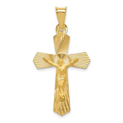 Diamond2deal 14k Yellow Gold Polished Satin Diamond-cut Crucifix Pendant