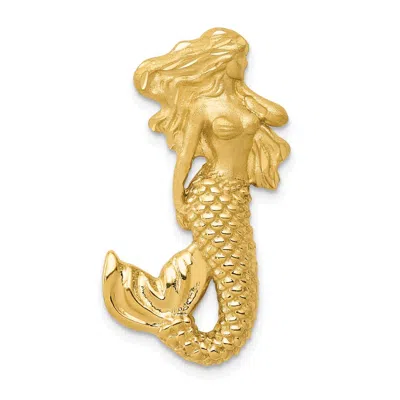 Diamond2deal 14k Yellow Gold Polished Satin Diamond-cut Mermaid Chain Slide In Burgundy