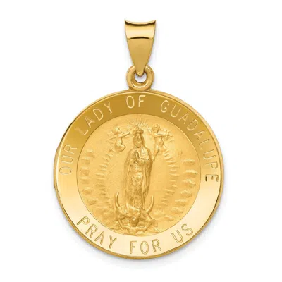 Diamond2deal 14k Yellow Gold Polished Satin Our Lady Of Guadalupe Medal Hollow Pendant