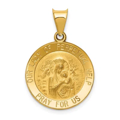 Diamond2deal 14k Yellow Gold Polished Satin Our Lady Perpetual Help Medal Hollow Pendant