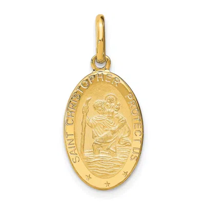 Diamond2deal 14k Yellow Gold Polished Satin Oval St. Christopher Pendant