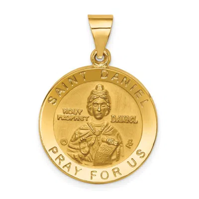 Diamond2deal 14k Yellow Gold Polished Satin St. Daniel Hollow Medal Pendant