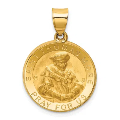 Diamond2deal 14k Yellow Gold Polished Satin St. Thomas More Hollow Medal Pendant