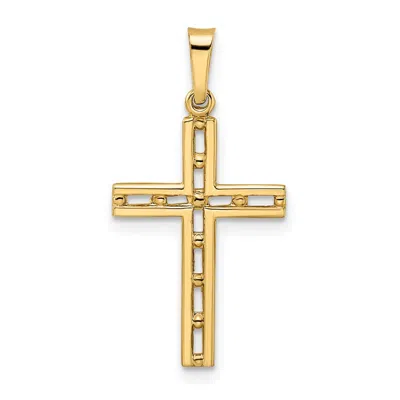 Diamond2deal 14k Yellow Gold Polished Solid Cross Pendant In Transparent
