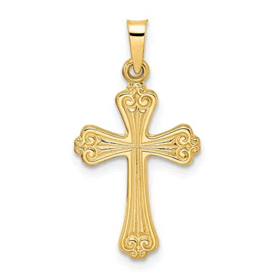 Diamond2deal 14k Yellow Gold Polished Solid Fancy Design Cross Pendant In Multi