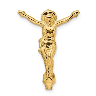 Diamond2deal 14k Yellow Gold Polished Solid Risen Christ Chain Slide