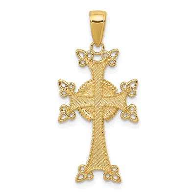 Diamond2deal 14k Yellow Gold Polished Textured Armenian Cross Pendant