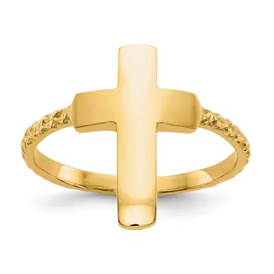 Diamond2deal 14k Yellow Gold Polished Textured Cross Ring