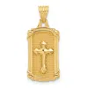 Diamond2deal 14k Yellow Gold Polished Textured Dog Tag Cross Pendant In Yellow
