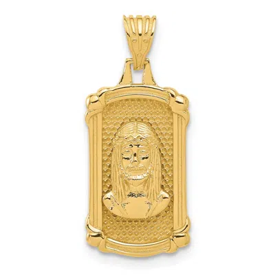 Diamond2deal 14k Yellow Gold Polished Textured Dog Tag Jesus Pendant