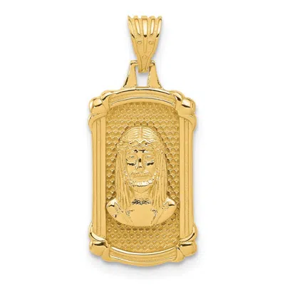 Diamond2deal 14k Yellow Gold Polished Textured Dog Tag Jesus Pendant In Pattern