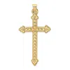 Diamond2deal 14k Yellow Gold Polished Textured Hollow Hearts Cross Pendant In Yellow