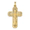 Diamond2deal 14k Yellow Gold Polished Textured Hollow Scroll Design Double Cross Pendant In Yellow