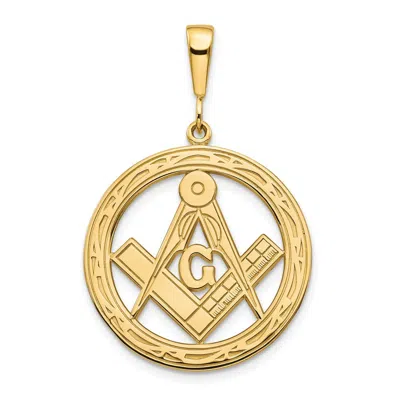 Diamond2deal 14k Yellow Gold Polished Textured Large Masonic Symbol Pendant