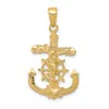 Diamond2deal 14k Yellow Gold Polished Textured Mariners Crucifix Rope/wheel Pendant In Yellow