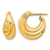 Diamond2deal 14k Yellow Gold Polished Tri-layer Waved Hoop Earrings In Brown