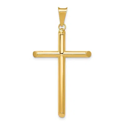 Diamond2deal 14k Yellow Gold Polished Tube Cross Pendant
