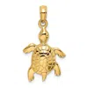Diamond2deal 14k Yellow Gold Polished Turtle With Textured Shell Charm In Yellow