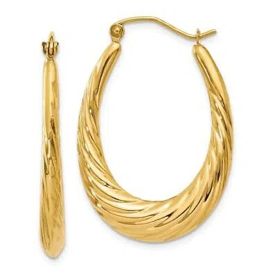 Pre-owned Diamond2deal 14k Yellow Gold Polished Twisted Oval Hollow Hoop Earrings