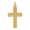 Diamond2deal 14k Yellow Gold Polished Wood Texture Solid Cross Pendant In Yellow