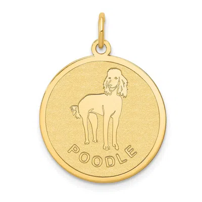 Diamond2deal 14k Yellow Gold Poodle 20mm Disc Dog Charm Pendant