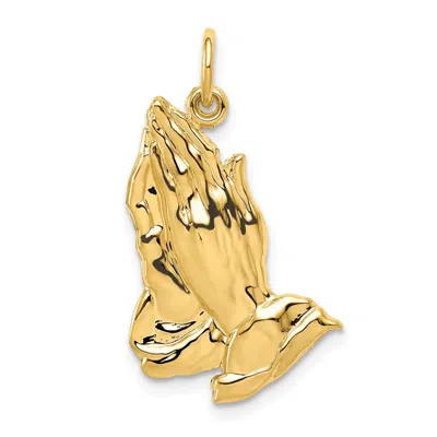 Diamond2deal 14k Yellow Gold Praying Hands Pendant In Brown