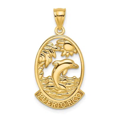 Diamond2deal 14k Yellow Gold Puerto Rico Dolphin Sunset Scene Charm