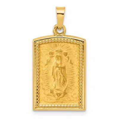 Diamond2deal 14k Yellow Gold Rectangular Hollow Our Lady Of Guadalupe Medal