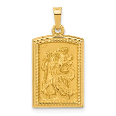 Diamond2deal 14k Yellow Gold Rectangular Hollow St. Christopher Medal