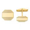 Diamond2deal 14k Yellow Gold Rectangular Octagon Line Design Men's Cuff Links