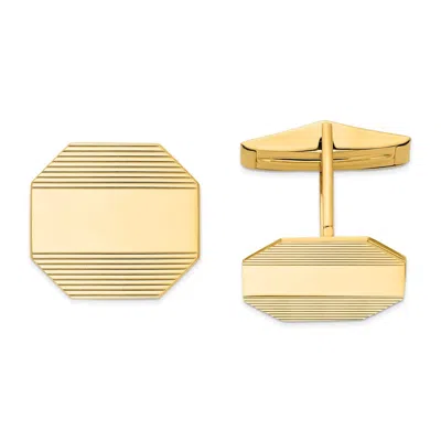 Diamond2deal 14k Yellow Gold Rectangular Octagon Line Design Men's Cuff Links