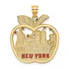 Diamond2deal 14k Yellow Gold Red Enamel New York Apple Ny Skyline Charm In Yellow