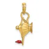 Diamond2deal 14k Yellow Gold Red Enamel Polished 3-d Genie Lamp Charm In Yellow