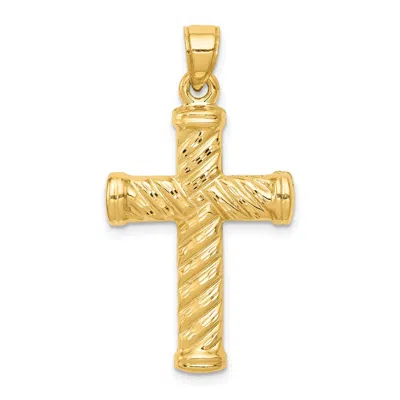 Diamond2deal 14k Yellow Gold Reversible Diamond-cut Cross Pendant