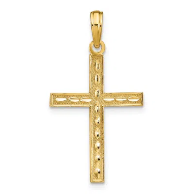 Diamond2deal 14k Yellow Gold Reversible Faith Hope Love Cross Pendant