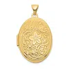 Diamond2deal 14k Yellow Gold Reversible Floral Swirl Design 26mm Oval Locket Pendant In Yellow
