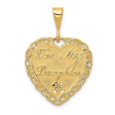 Diamond2deal 14k Yellow Gold Reversible For My Daughter Heart Charm