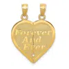 Diamond2deal 14k Yellow Gold Reversible Forever Ever Break-apart Heart Pendant In Yellow