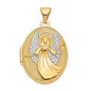 Diamond2deal 14k Yellow Gold Rhodium 21mm Oval Guardian Angel Locket Pendant In Yellow