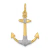 Diamond2deal 14k Yellow Gold Rhodium 3-d Textured Anchor Shackle Bail Charm In Yellow