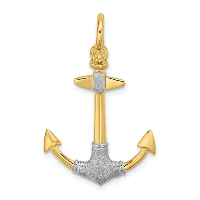 Diamond2deal 14k Yellow Gold Rhodium 3-d Textured Anchor Shackle Bail Charm