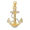 Diamond2deal 14k Yellow Gold Rhodium Anchor Rope Pendant In Yellow