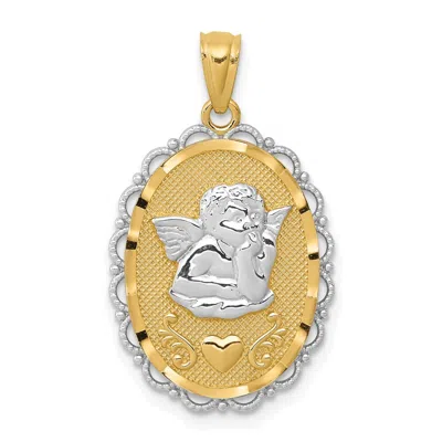 Diamond2deal 14k Yellow Gold Rhodium Angel Pendant