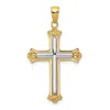 Diamond2deal 14k Yellow Gold Rhodium Budded Yellow Cross Frame Pendant In Yellow